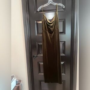 Army green velour cowl neck